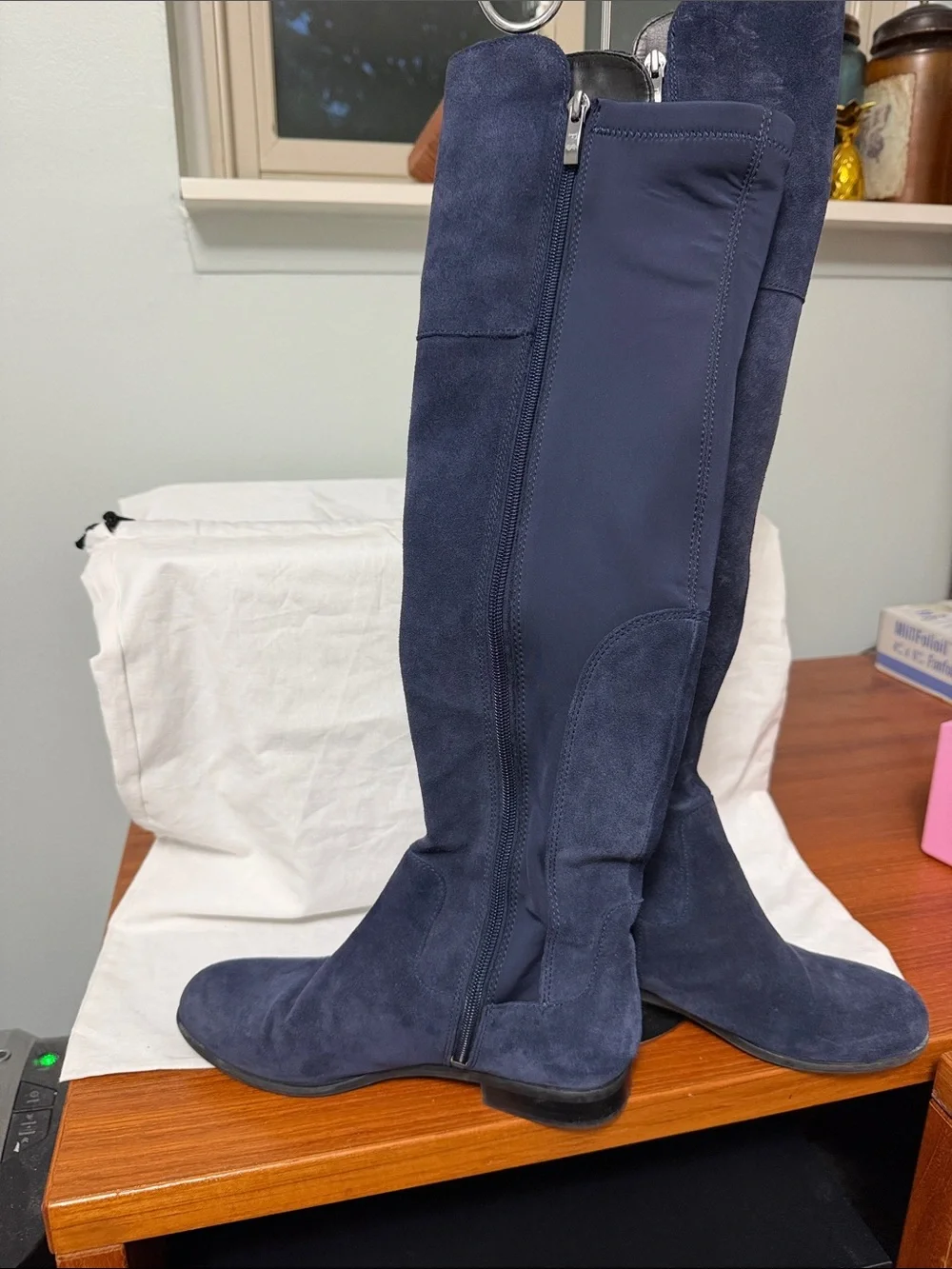 Franco Sarto Over-the-Knee Suede Boots - Navy